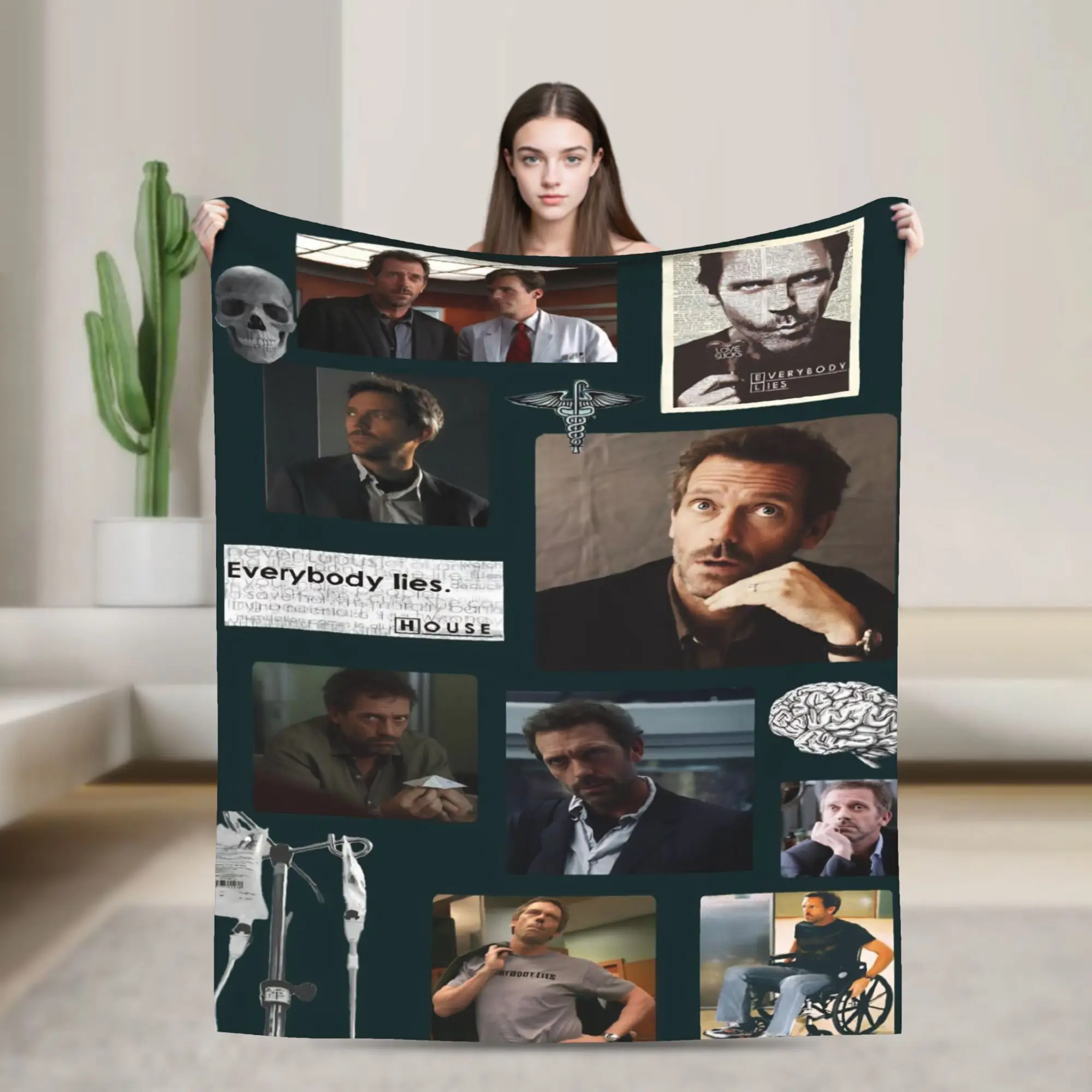 Dr. Gregory House Television Photo Collage Flannel Blanket Soft Warm Throw Blanket for Chair Decorative Bedspread Sofa Bed Cover