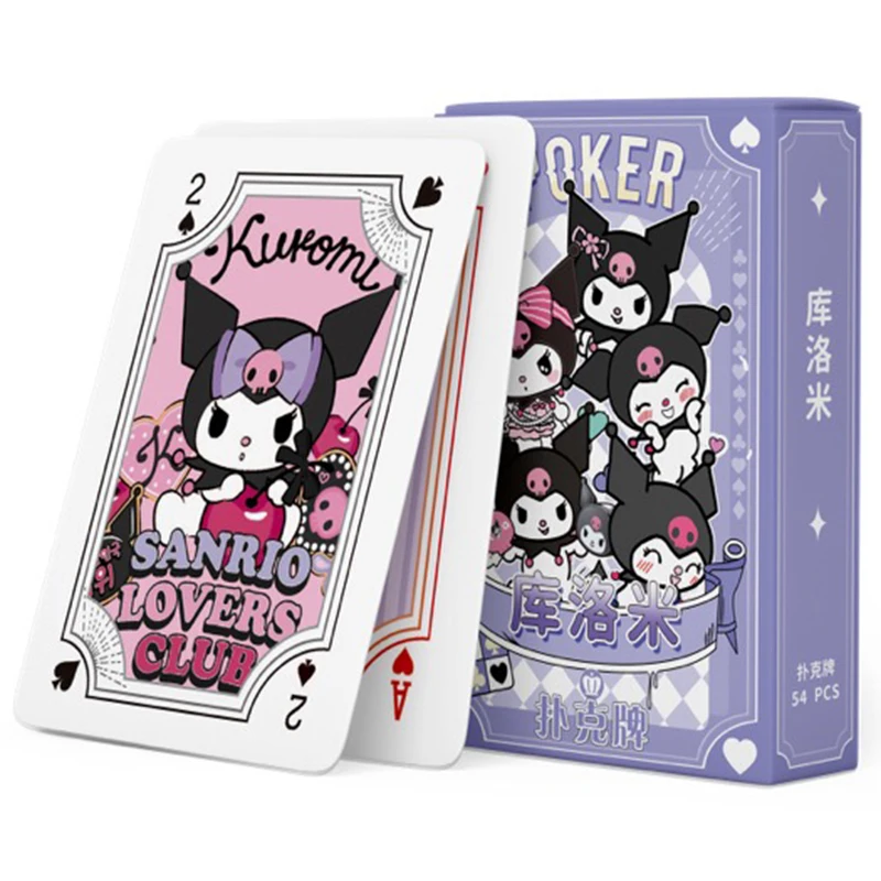 Sanrio naipes juegos de mesa dibujos animados lindo Kuromi My Melody Cinnamoroll Pochacco pompón Purin Hello Kitty niño niños juguete cubierta