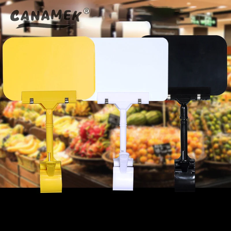 مشبك حامل علامة عرض البضائع من قطعة واحدة لبطاقة سعر الفاكهة، مشبك السبورة المرنة