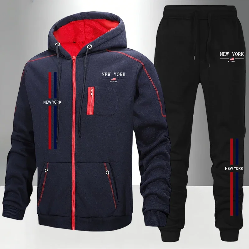 Men's Set/Coat/Pants Autumn Winter Sportswear 2026 New Arrival Zipper Tracksuit Outdoor Casual Sports Fashion Hoodie Jogger Suit view 2