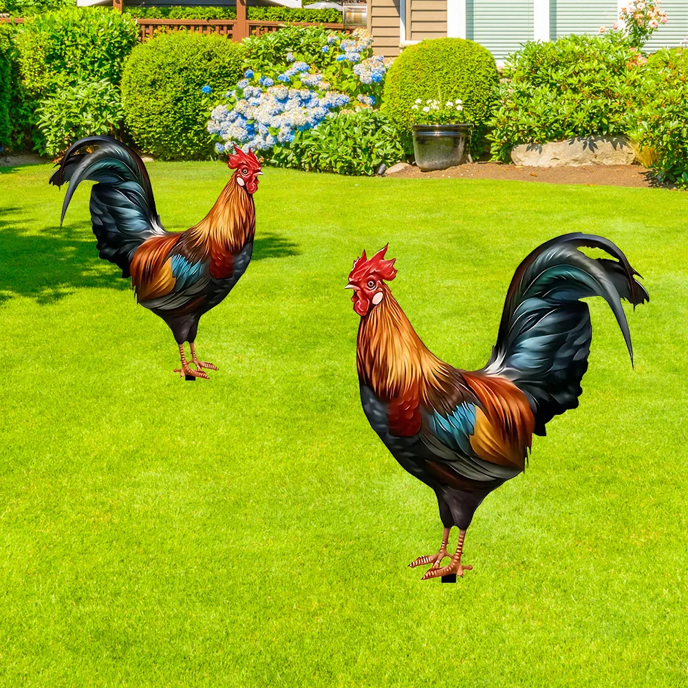 

courtyard animal rooster flower arrangement garden outdoor terrace farm courtyard decoration ornament