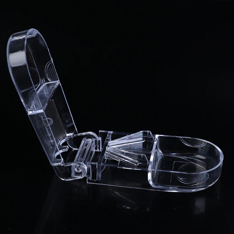 1ps Portable Pill Cutter Storage 2 In 1 Compartment Box Medicine Tablet Holder Splitter Plastic Health Care Clear Container Case