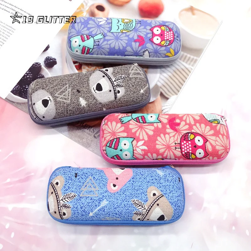 Cute Cartoon Sunglasses Box Eyewear Zipper Closure Case Simple Portable EVA Glasses Protective Box Eyeglasses Organizer Bag