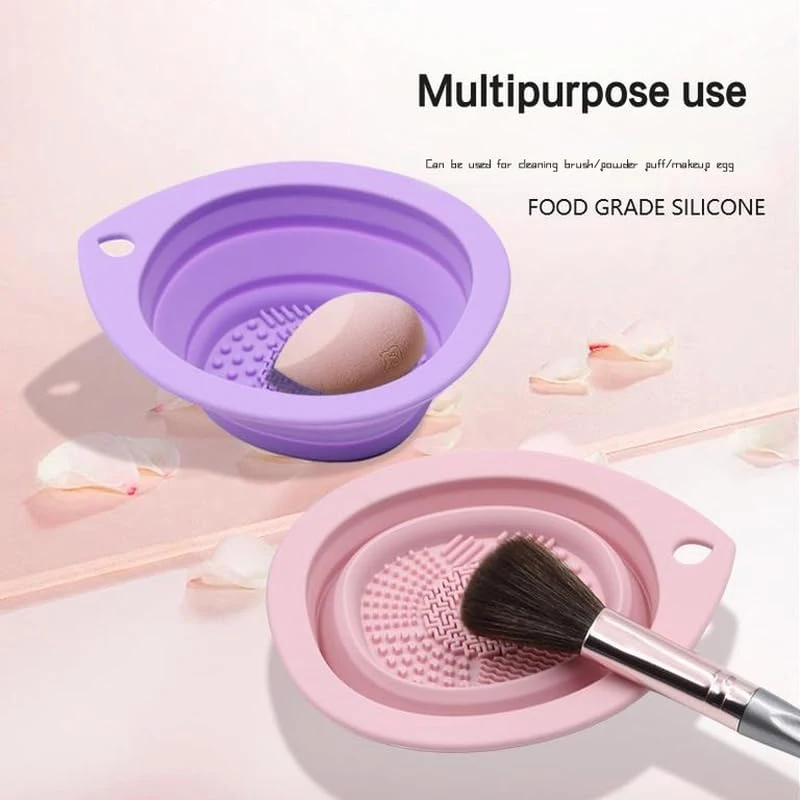 New Silicone Makeup Brush Cleaner Folding Powder Puff Cleaning Bowl Eyeshadow Brushes Washing Soft Mat Beauty Tools Scrubber Box