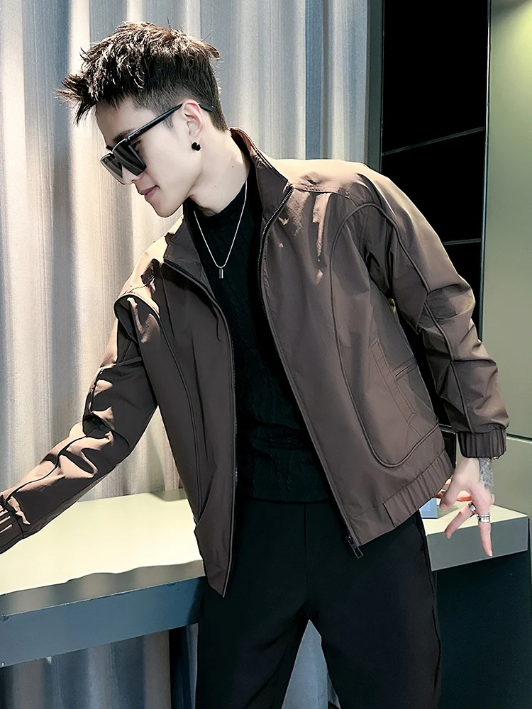 

Мужская повседневная куртка с воротником-стойкой, весна-осень, новая, универсальная, для отдыха и работы, на молнии, без бренда