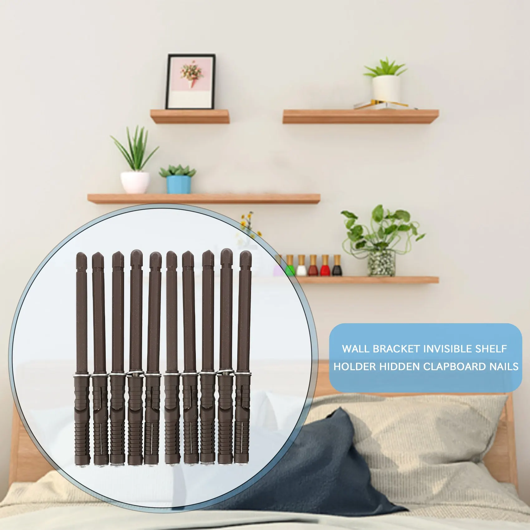 

ABWZ-Floating Shelf Brackets -10 Pack Heavy Duty Wood Invisible Shelf Brackets DIY Adjustable Hardware Blind Supports Shelves 12