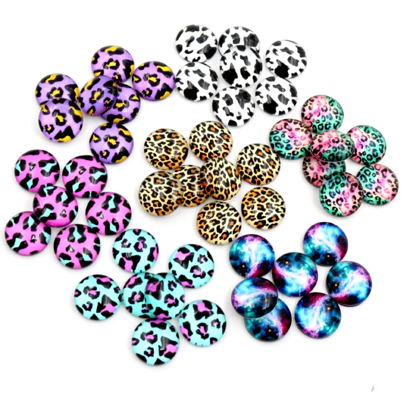 Vendita calda 8 millimetri 10mm 12mm Nebulosa del Leopardo Handmade Cabochons di Vetro Del Modello A Cupola Accessori Dei Monili Forniture