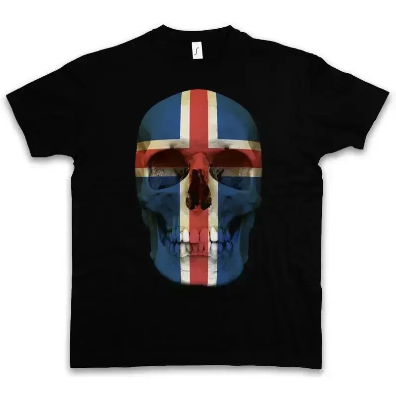 CLASSIC ICELAND SKULL FLAG T SHIRT Banner