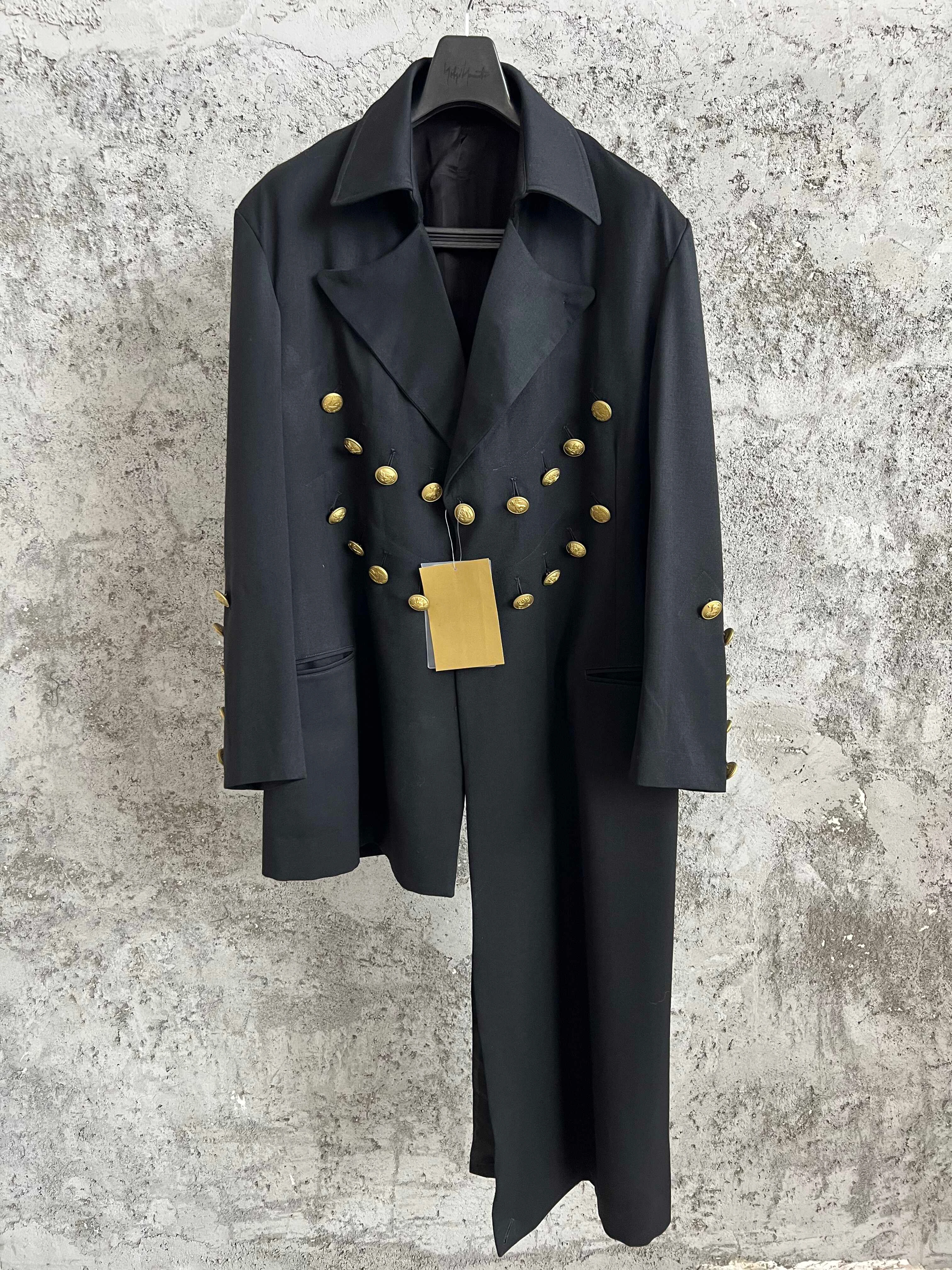 

TOP-YAMAMOTO Dark Style large gold buckle wool chain thick Overcoat for men in autumn and winter