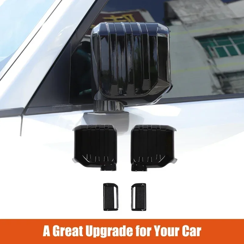 For Toyota Land Cruiser Prado 250 LC250 2024+  ABS Black Car Exterior Mirror Cover Rain Eyebrow Frame Sticker Car Accessories