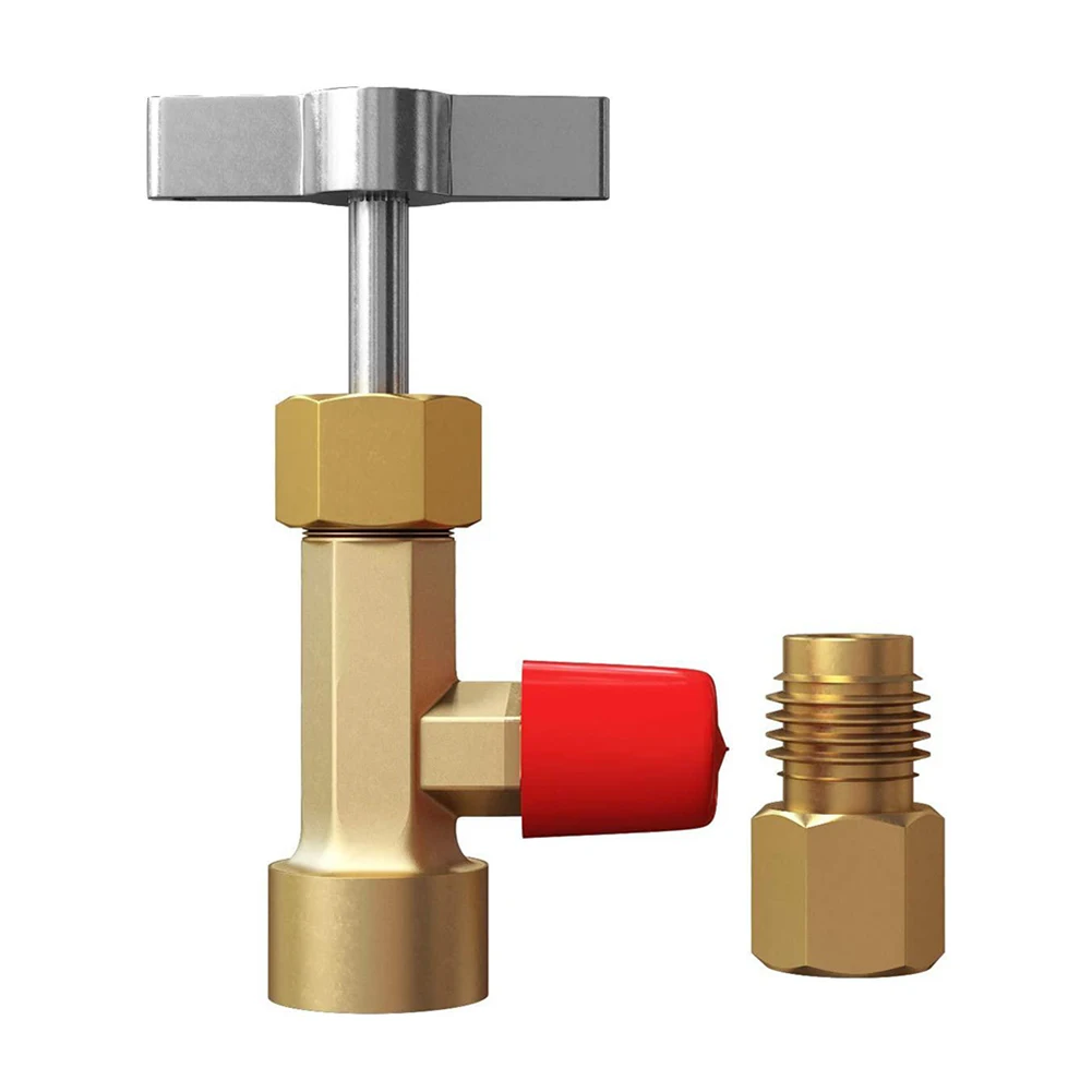 For RFor 134a Can Tap with Manual Valve Control and Adapter for For RFor 134a Manifold and AC Charging Hose Use