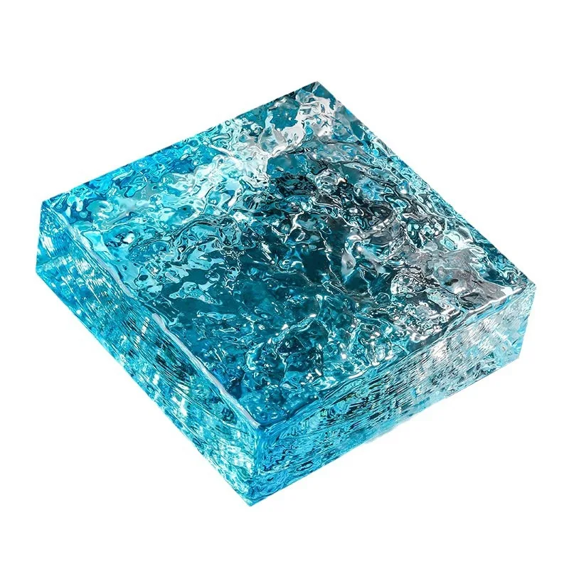 Spot Solid Colored Glass Crystal Brick, Glass Wall Partition Double-sided Ice Pattern Square Colored Transparent Crystal Brick