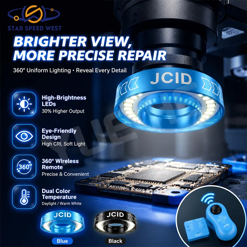 JCID ML-01/Pro Smart LED Ring Microscope Light with Adjustable Warm and Cool Color Temperature for Phone Soldering Lighting Tool