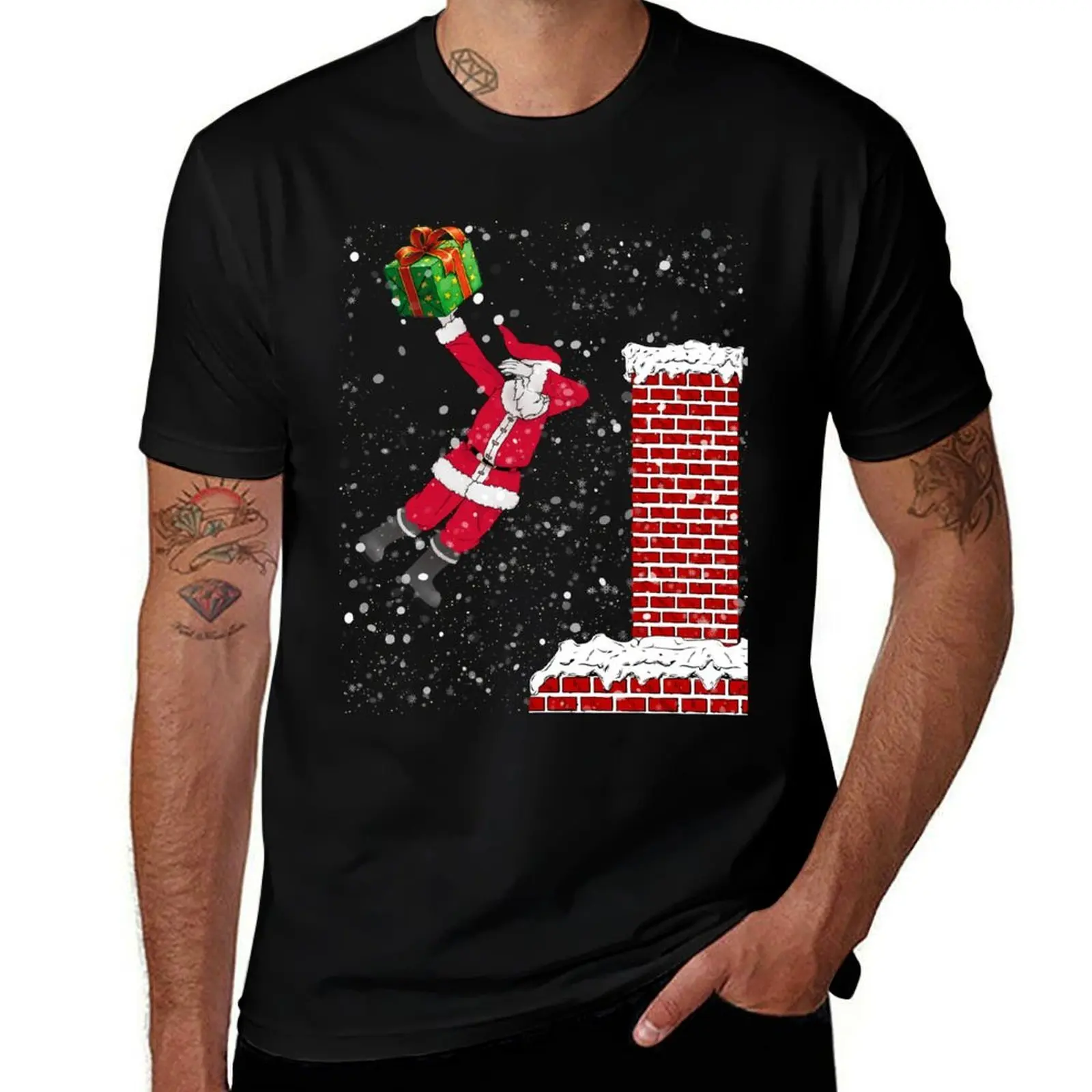 Dunking Santa Christmas Shirt Design- Basketball Santa Tee T-Shirt t shirts for man slim fit T-Shirt
