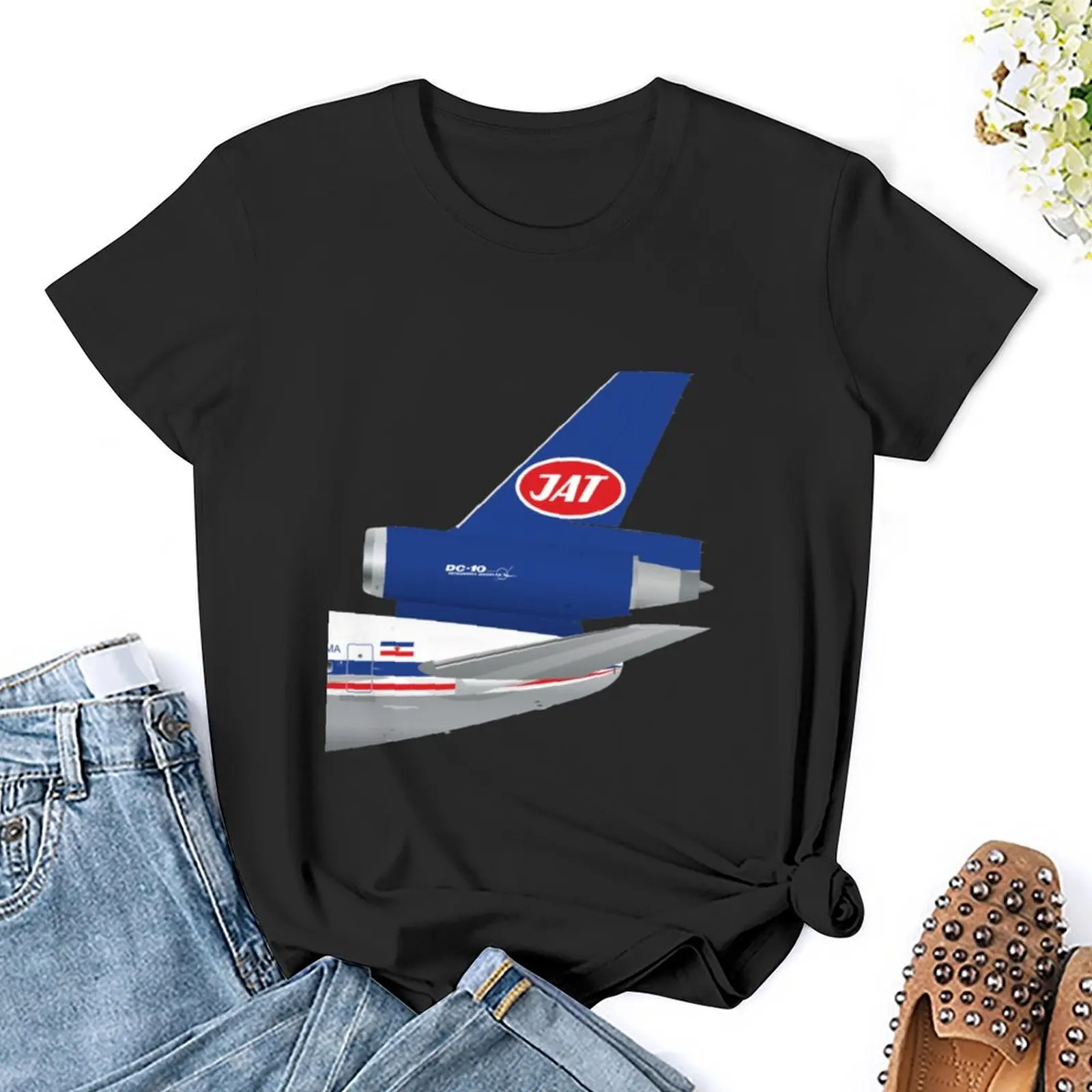 Wings In Uniform - DC-10 - JAT Jugoslav Airlines 70s T-Shirt kawaii clothes Female clothing Woman clothing