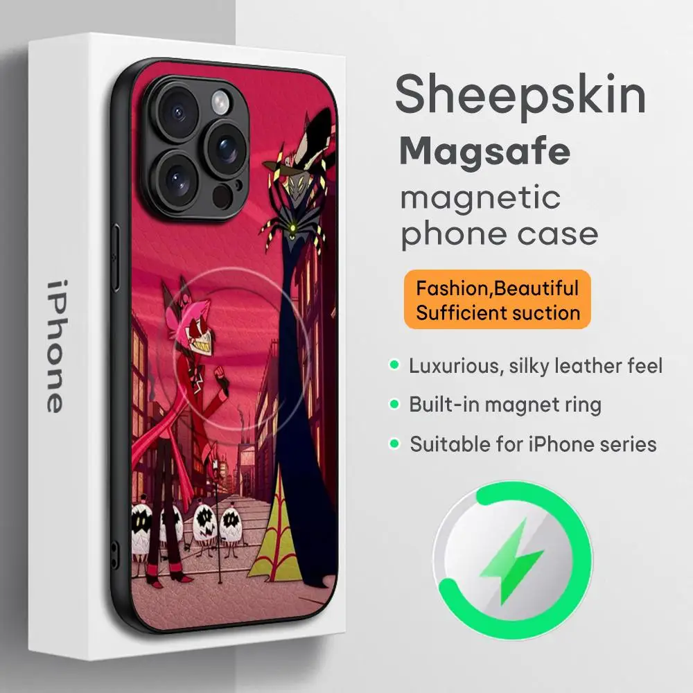 Hazbin Hotel-Alastor Cool design Phone Case For iPhone 16 15 14 13 12 11 Plus Pro Max  High-end Luxury Magsafe Sheepskin