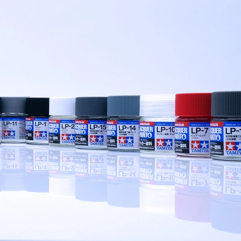 Tamiya สีแลคเกอร์สี LP-70 TO LP-83 (82170-82183) ขวดโหล10มล. ไนโตรสีน้ำมันชุดระบายสีแบบใช้วัสดุสิ้นเปลือง
