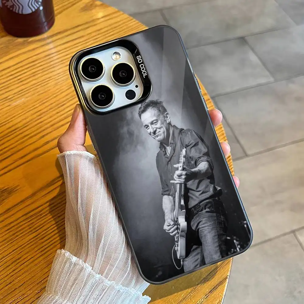 Guitarrista b-bruce s-springsteen 80s capa de telefone para iphone17, 16,15,14,13,12 pro max preto doce fosco capa à prova de choque