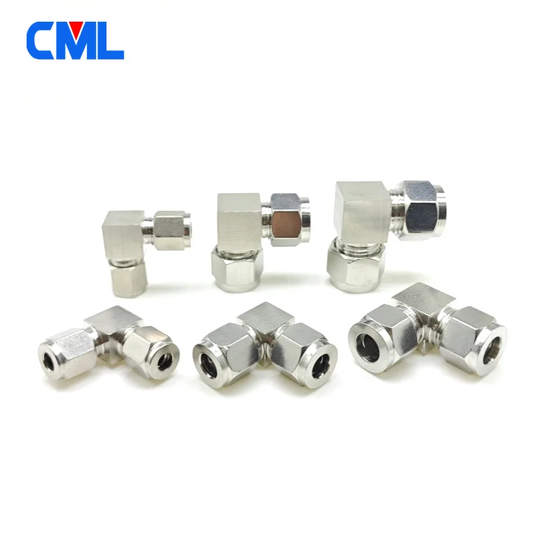 304 SS Stainless Steel Elbow Double Ferrule Tube Pipe Fittings Connector 1/8 1/4 3/8 1/2 3/4 6 8 10 12mm Pipe OD Metric Thread