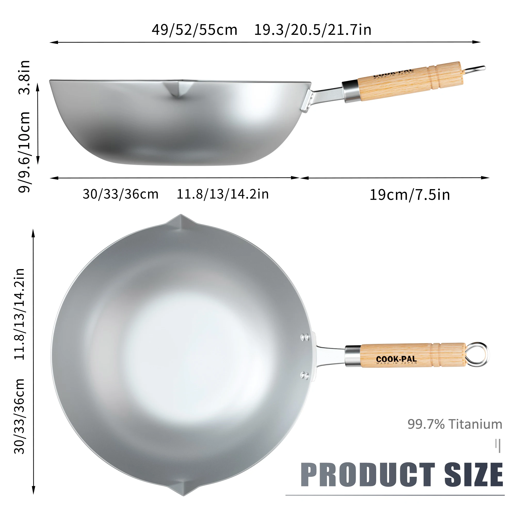 Pure Titanium Frying Pan,Non-stick Wok,Handmade,Cooking Pot for Gas Cooker