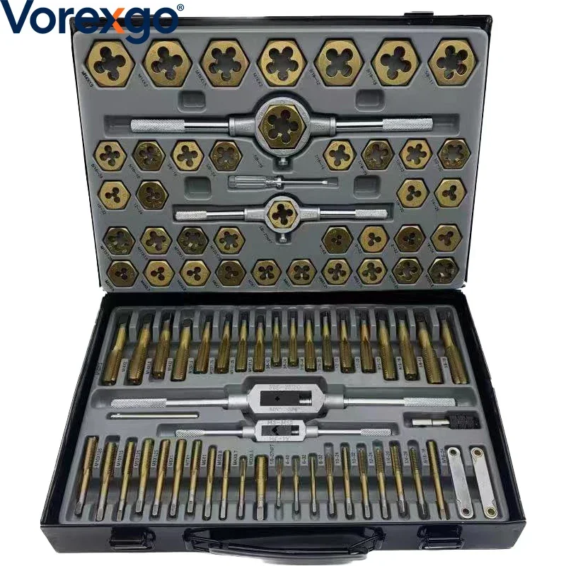 86-Piece Professional Tap And Die Set For Steel Screw Thread Tapping And Cutting With Metric And Imperial Sizes