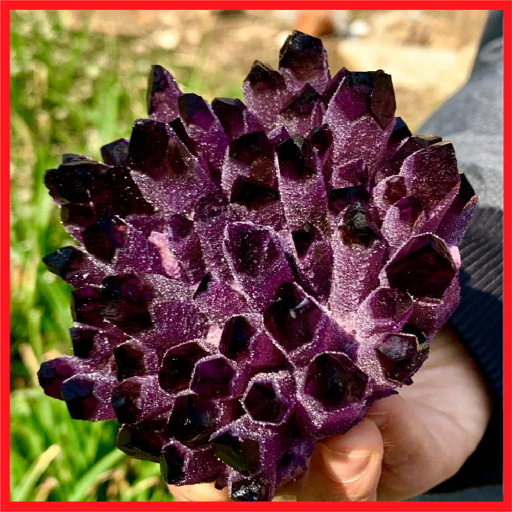 

400-600g Natural Amethyst violet Ghost Phantom Quartz Crystal Cluster Healing Specimen pray Home Decor degaussing 1pcs