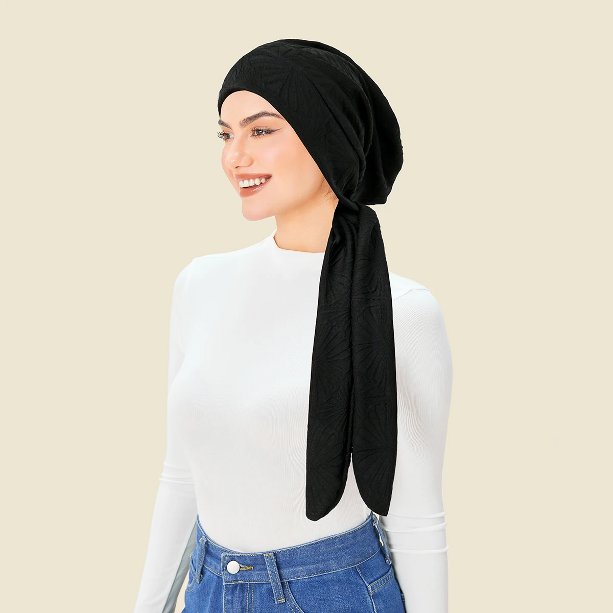 Nieuwe Moslim Stretch Pre-Gebonden Tulband Hoeden Staart Tie Bandjes Hijab Hoeden Headwrap Chemo Cap Voor Vrouwen Dames Hoofddeksels motorkap Mujer