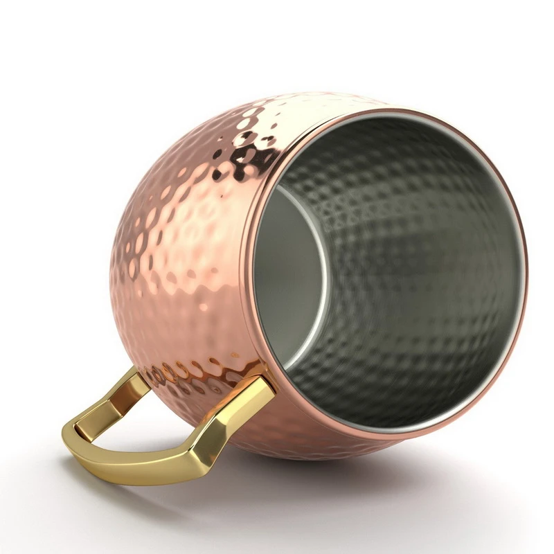 12pcs Cocktail Cup Moscow Mule Hammered Copper Mugs Metal Mug Stainless Steel Beer Wine Coffee Cup Tazas Drinkware Barware