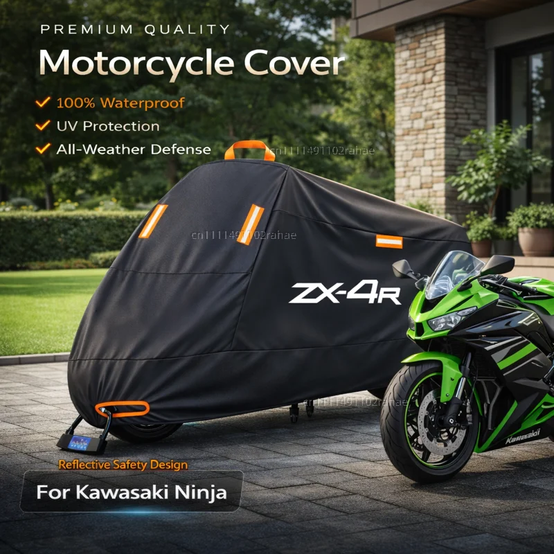

For Kawasaki ZX4RR ZX4R Motorcycle Cover Waterproof Heavy Duty Polyester Tarpaulin UV Protective Outdoor Rain Dust Sun Protector
