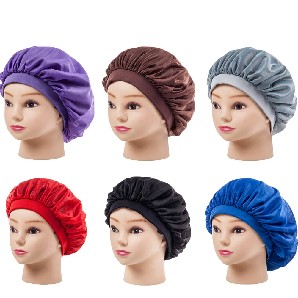 

Шапочка для сна для женщин, длинные волосы, атласный чепчик 30 см, широкая полоса, мягкая дышащая гипоаллергенная шапочка для ночного домашнего использования, аксессуар для ухода за волосами