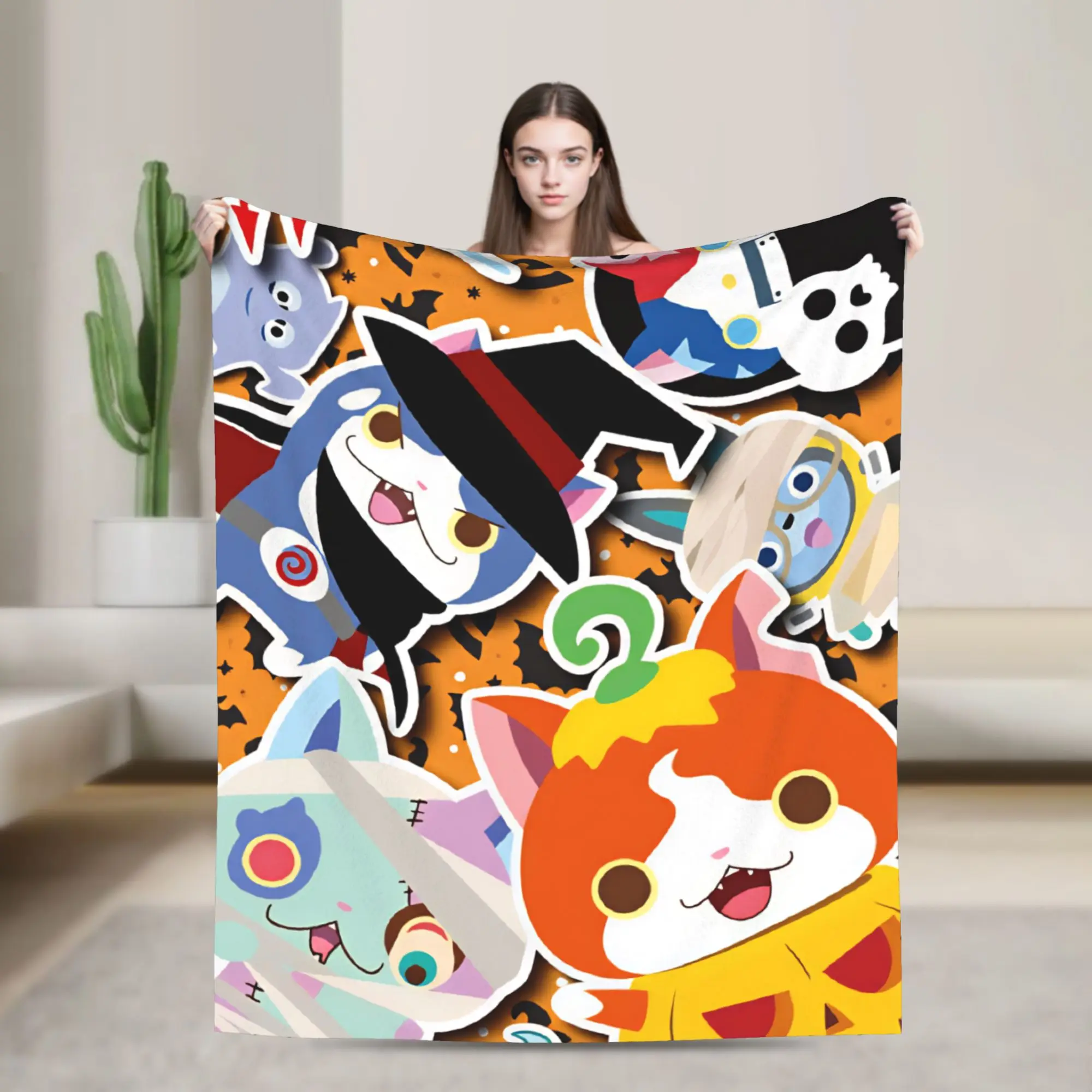 Yokai Watchs  Plush Blanket Girls Boys  Flannel Bedding Throws For Bedroom Warm Soft Custom DIY Birthday Present