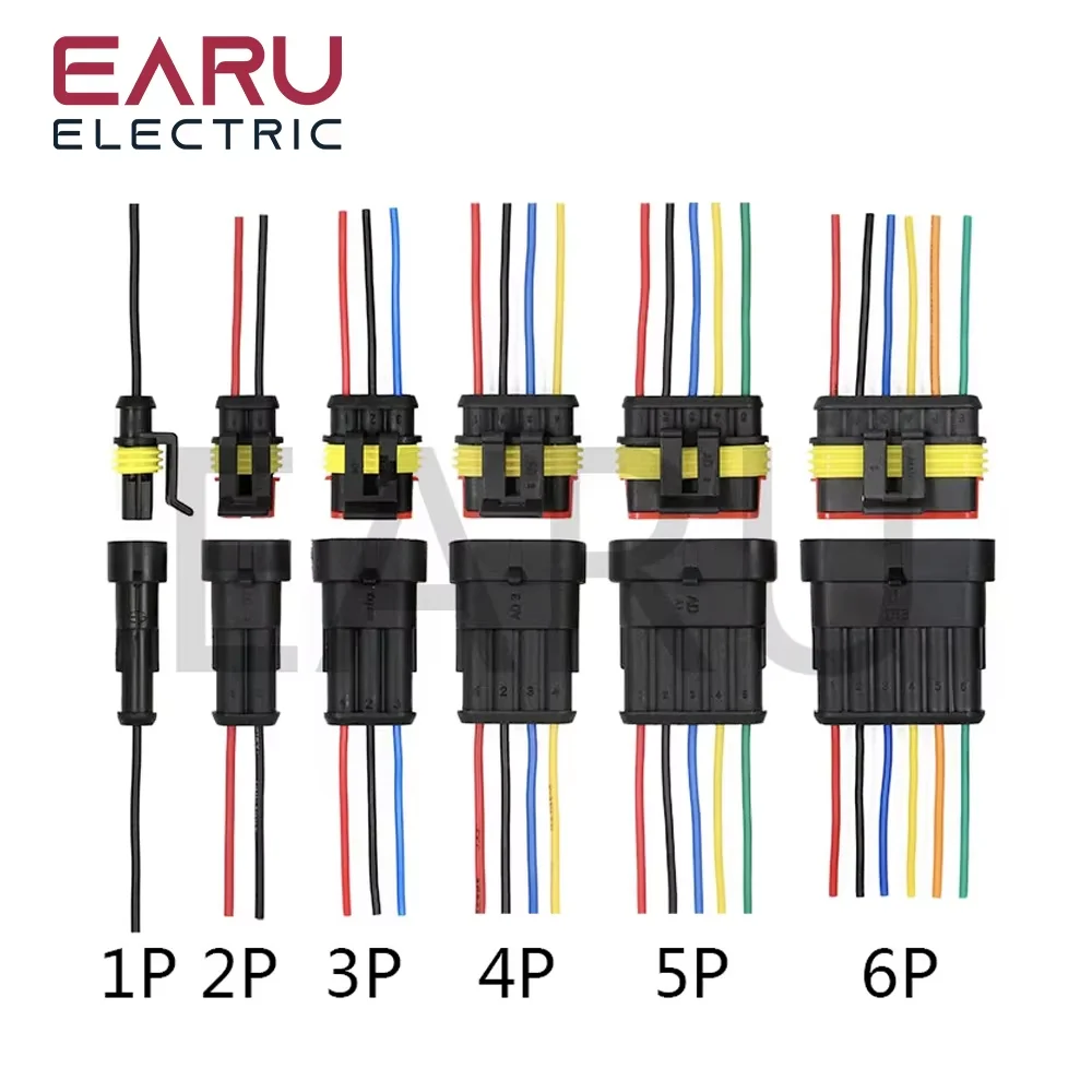 1set AMP 1P 2P 3P 4P 5P 6P Way Waterproof Electrical Auto Connector Male Female Plug with Wire Cable harness for Car Motorcycle