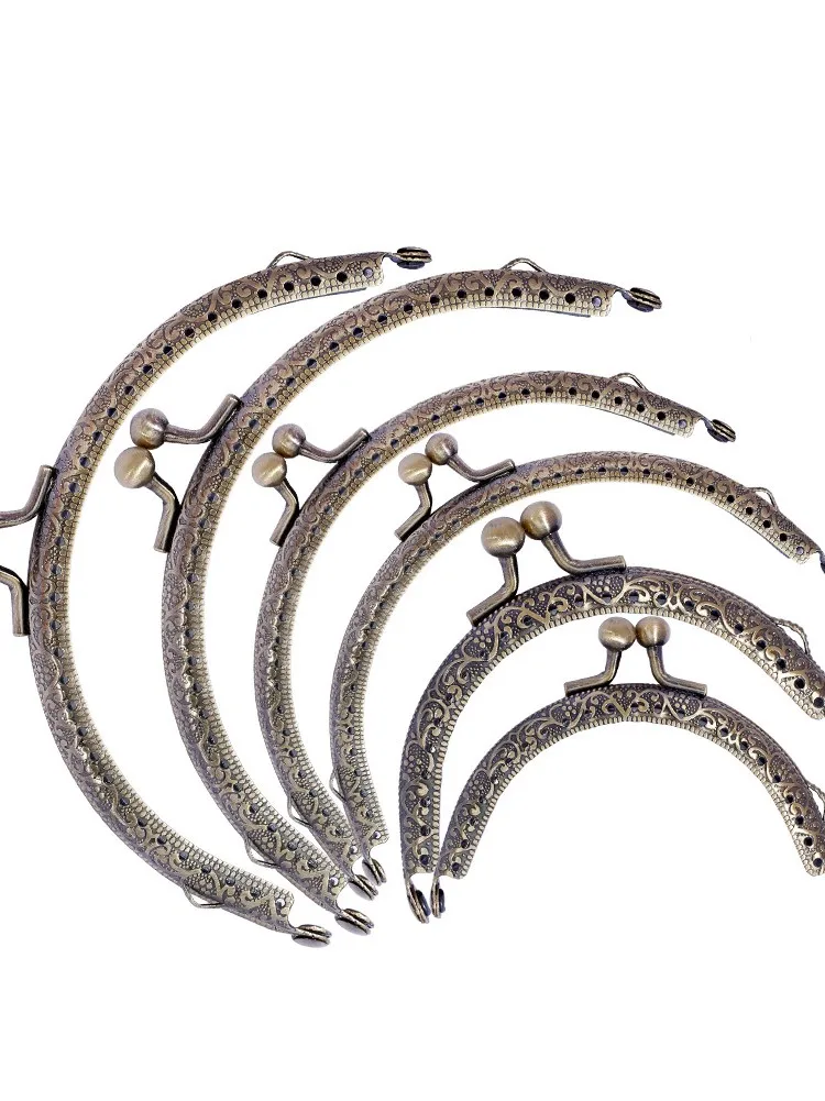 Cadre demi-cercle en métal, 5.5/6.5/8.5/10.5/12.5/15cm, bricolage, poignée de sac à monnaie, sacs à monnaie, fermoir à baiser en métal, cadre de verrouillage, accessoires 6 tailles