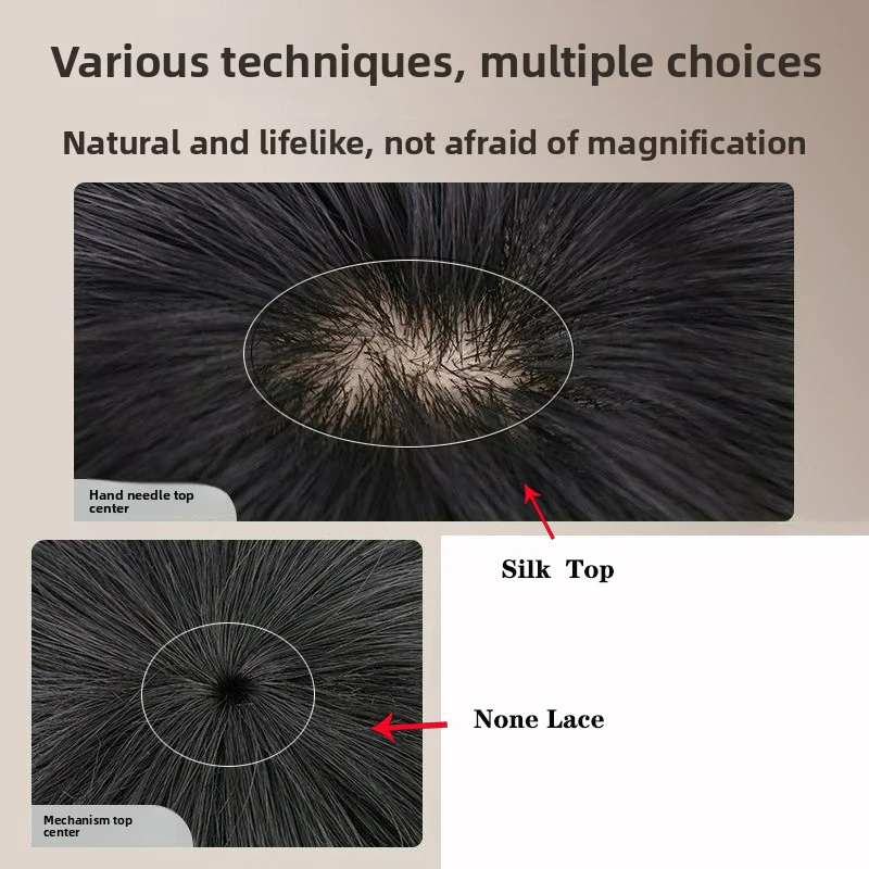 باروكة رجالية آسيوية قصيرة شعر بشري واقعي وطبيعي قابل للتنفس باروكات متوسطة الحجم للذكور تزيد بسرعة حجم الشعر 2 أنماط