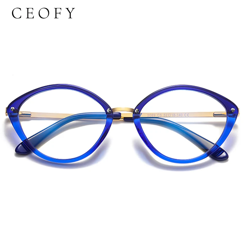 

Ceofy женская модная оправа для очков «кошачий глаз» для близорукости, оптическая винтажная оправа для очков по рецепту, Новое поступление 2001