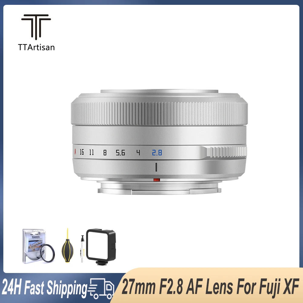 TTArtisan 27mm F2.8 APS-C Auto Focus Mirrorless Camera Lens For Fujifilm F Fuji XF Mount XA7 XT30 XPRO XE4 XS10 Silver Color