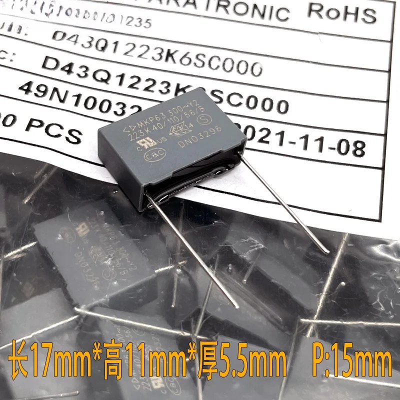 10PCS Xiamen Farah MKP 223 22nf 0.022uf 300v 1000v 1kv y2 safety capacitor P15