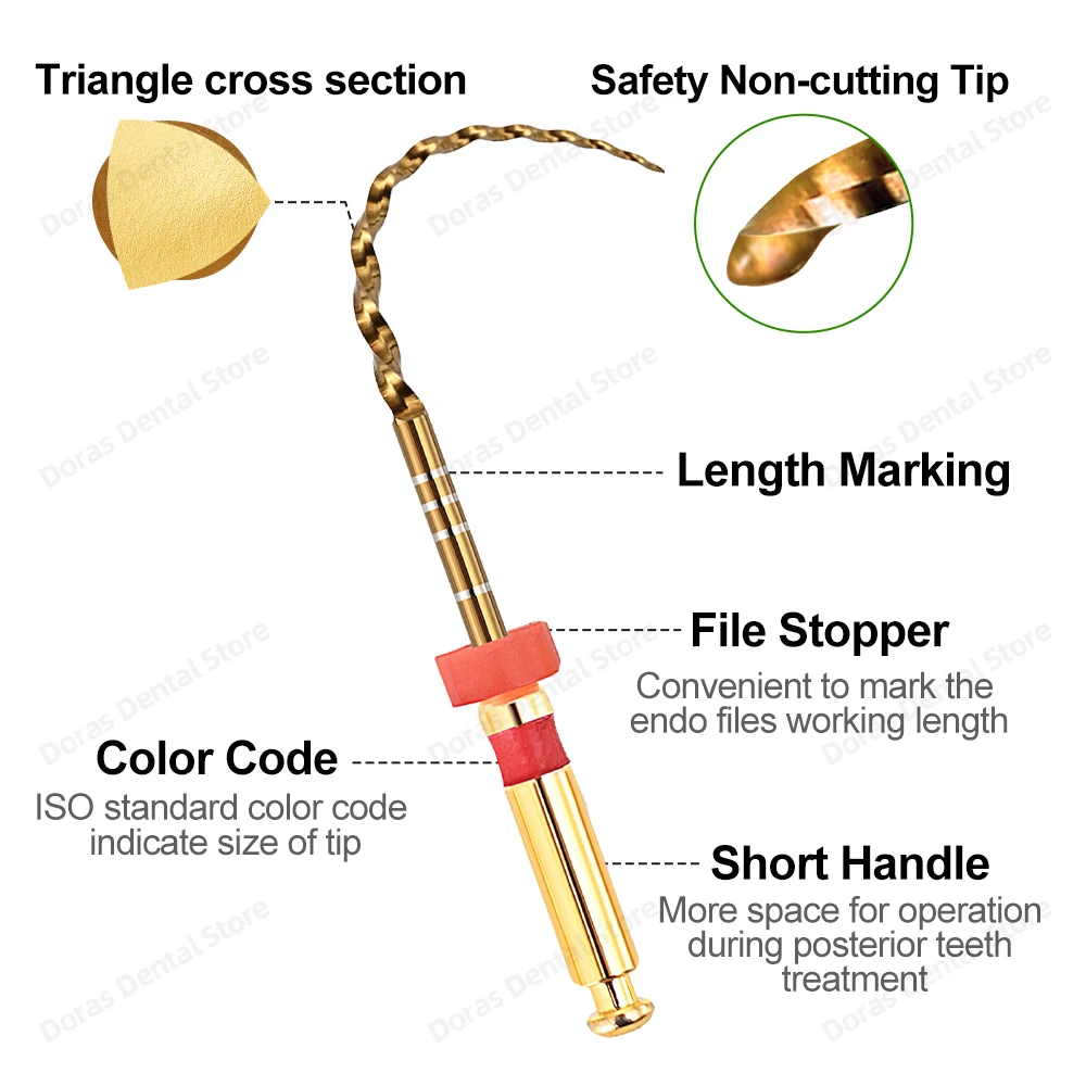 Glin Dental Gold Flexible Files Endo Rotary Files Golden Endodontic Files 21/25/31mm Nickel Titanium Instrument Dentistry