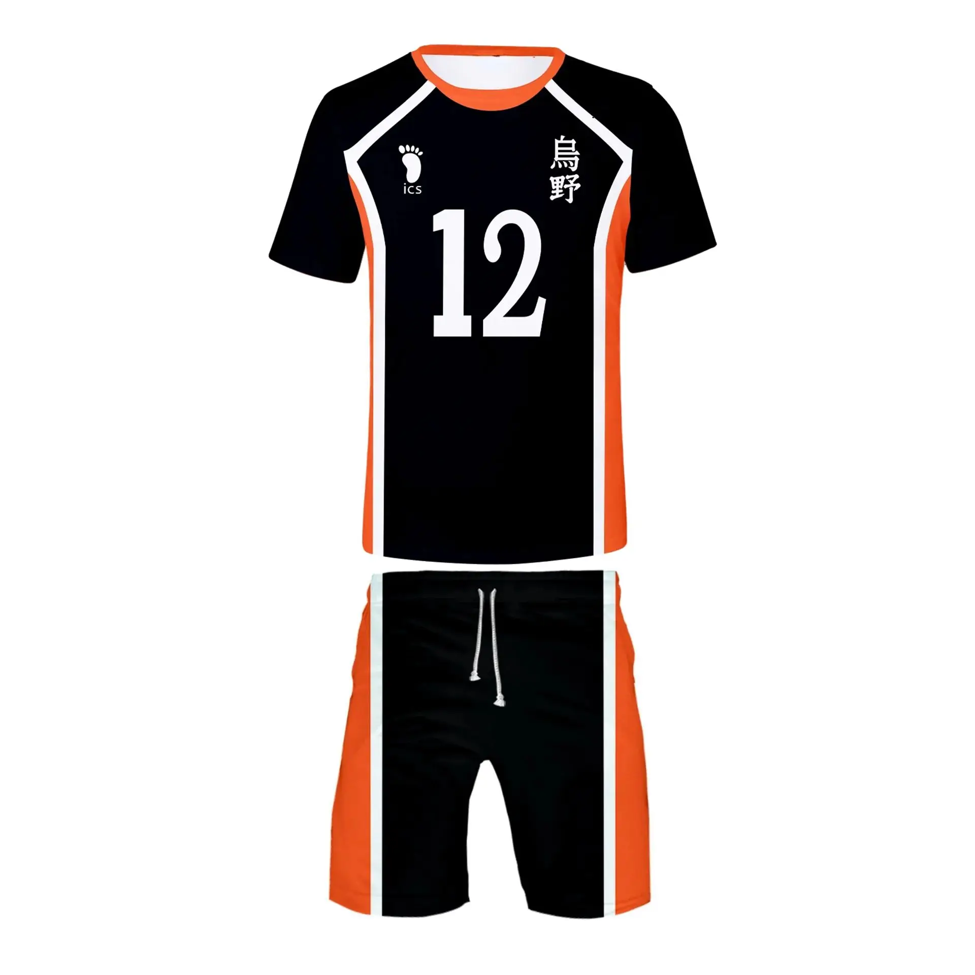 Volleyball Team Uniform Training Clothes Tshirt 3D T-shirt +Short Men/Women O-neck Fashion Haikyuu 2pcs set Unisex clothing