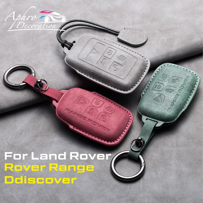 

Leather Remote Key Shell Case Fob for Land Rover Range Rover LR2 LR4 fit Jaguar F-Pace F-Type XE XF XJ Discover Key Chain