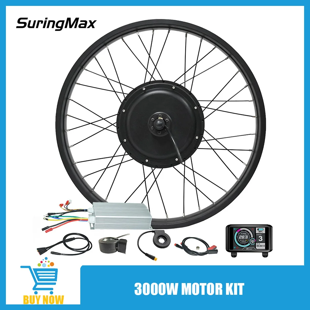 3000W Fat Hub Motor Kit for Electric Bicycle, Bike Conversion Set, E-bike, 45H, 72V, 80A, 100A Controller, 26x4, 175mm