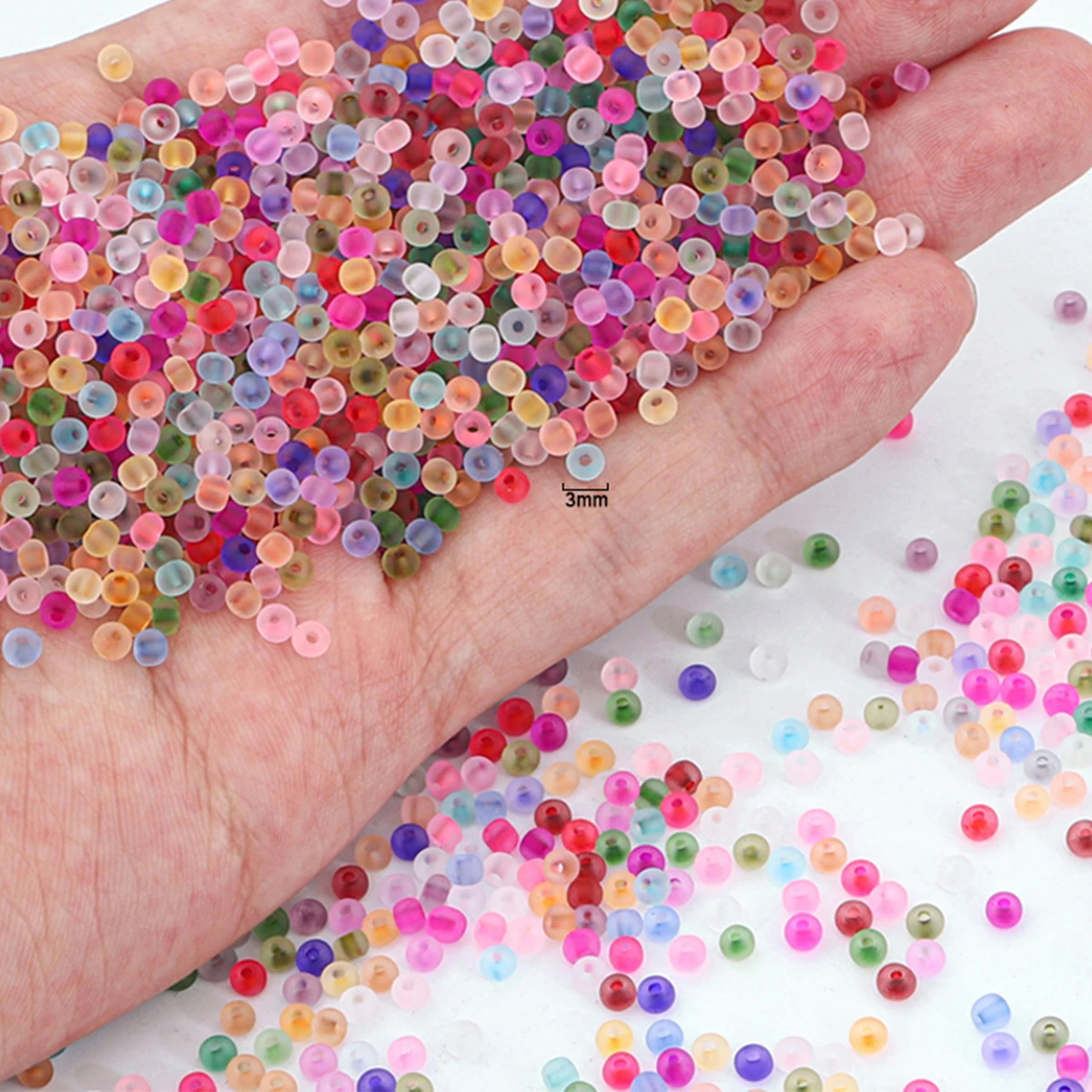 3mm 1100pcs High-Quality Multi-Color Frosted Glass Rice Beads Handmade Jewelry Pine Beads DIY Bracelet Necklace Material