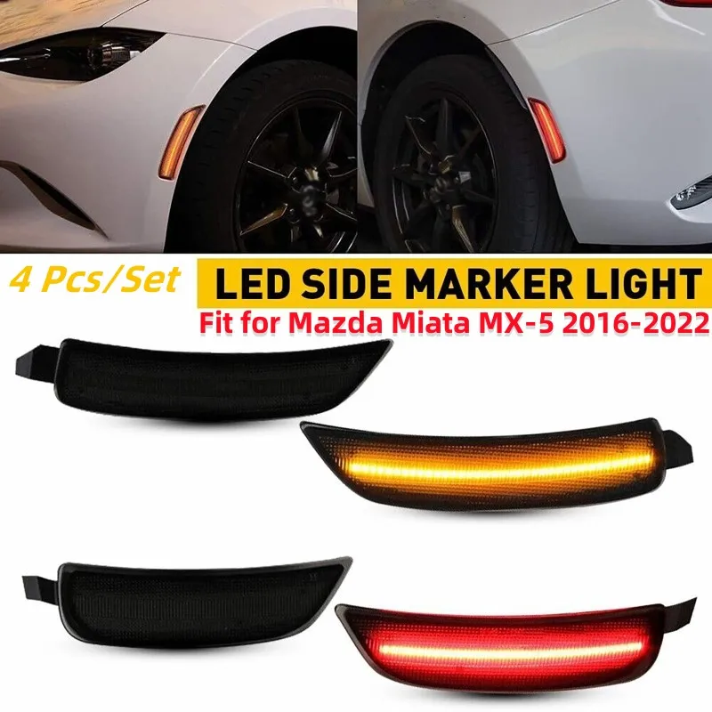 

4Pcs/set LED Side Marker Lamps Amber+Red LED Fender Side Marker Light (Front+Rear）Fit for Mazda Miata MX-5 2016-2022