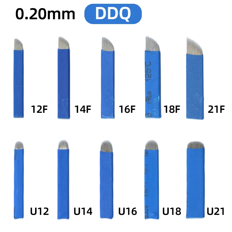 DDQ – aiguilles de Microblading pour tatouage, lame pour sourcils, 12 14 16F 18F U18 Pin, maquillage Semi-Permanent stérile, accessoires pour les lèvres