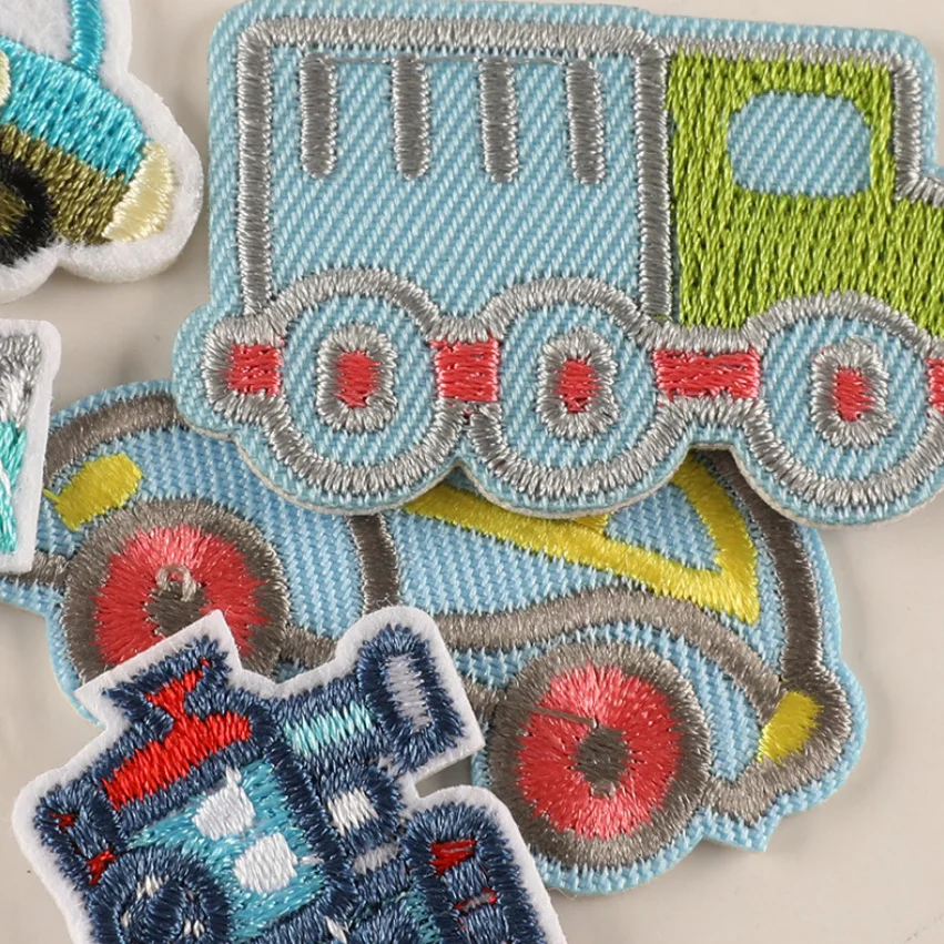 10 Pcs Mini Car Iron Sew On Embroidered Patch Embroidered Clothing Hat Bag Shoe Repair Material Phone Gift Box Decor Accessory