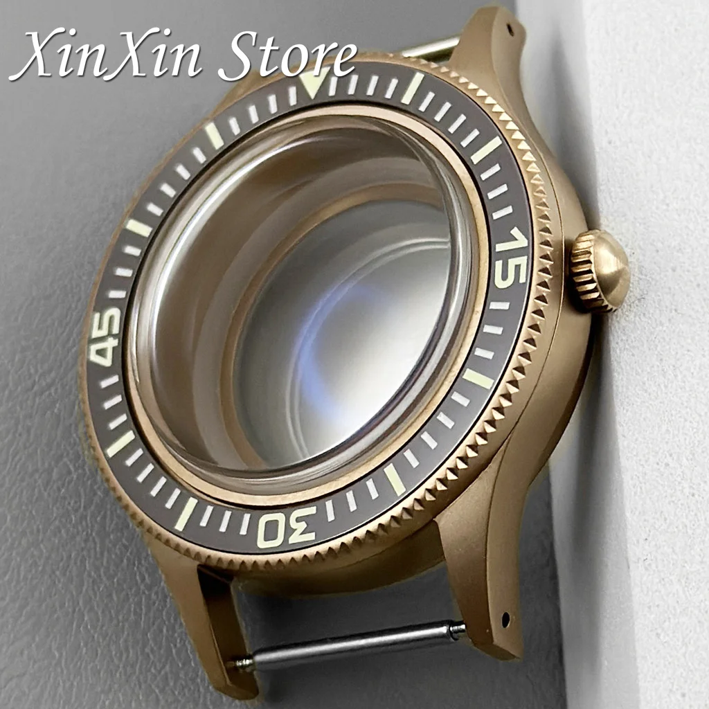 Titanium Rose Gold 40mm Retro Luminous Bezel Diving Double Domed Coated AR Sapphire Glass Watch Case For NH34 NH35 NH36 Movement