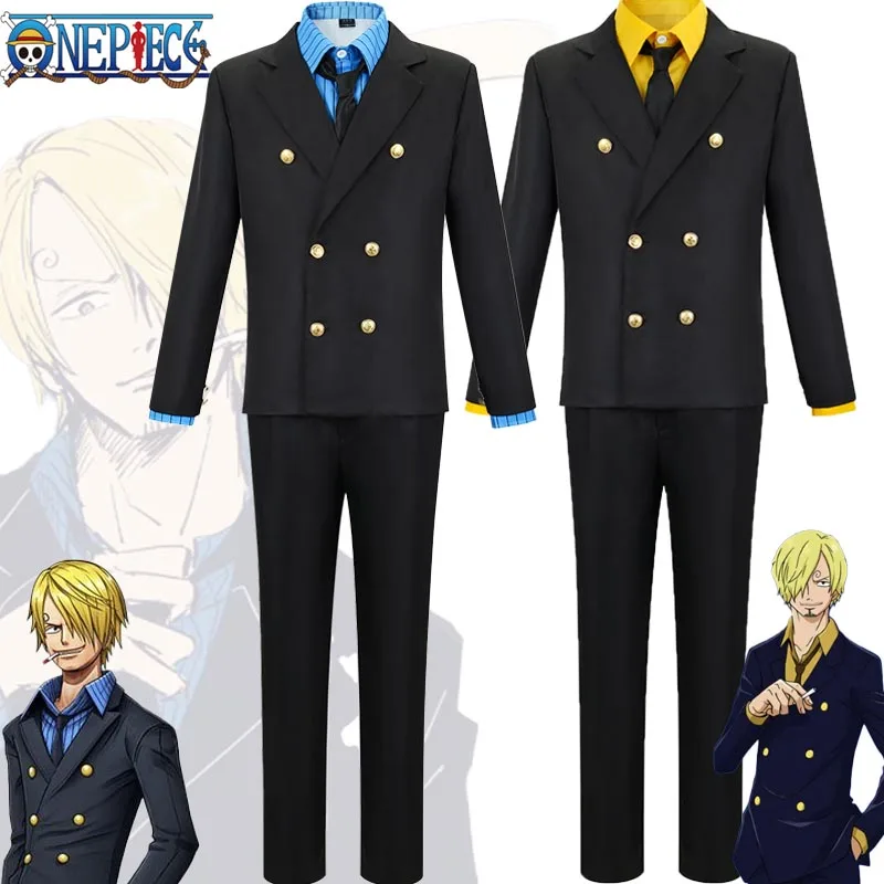 Anime One Piece Cosplay Costume Vinsmoke Sanji Coat Pant Shirt Full Set Outfits Halloween Carnival Roleplay Suit For Adult Men