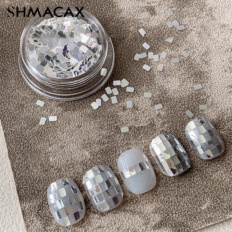 1 Jar Square Silver Nail Glitter Jewelry Minimalist And Sparkling Light Luxury Style Wearing Armor Decoration Materials