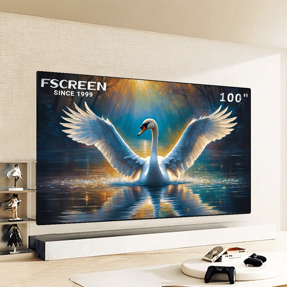 Fscreen Iris Series 100 Inch Fresnel ALR Hard Panel Projector Screen For Home Theater Long Throw 8K UHD 16:9 Format