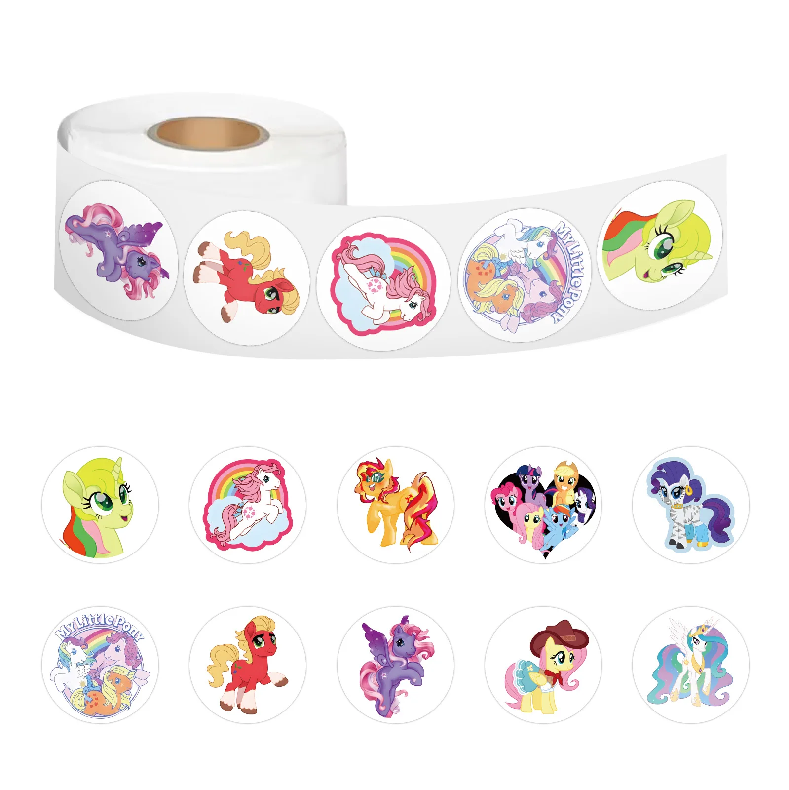 500pcs/Roll My Little Pony:Friendship is Magic Cartoon Sealing Sticker DIY PVC Laptop Decals Decoration Stiker Reward Gift Toys